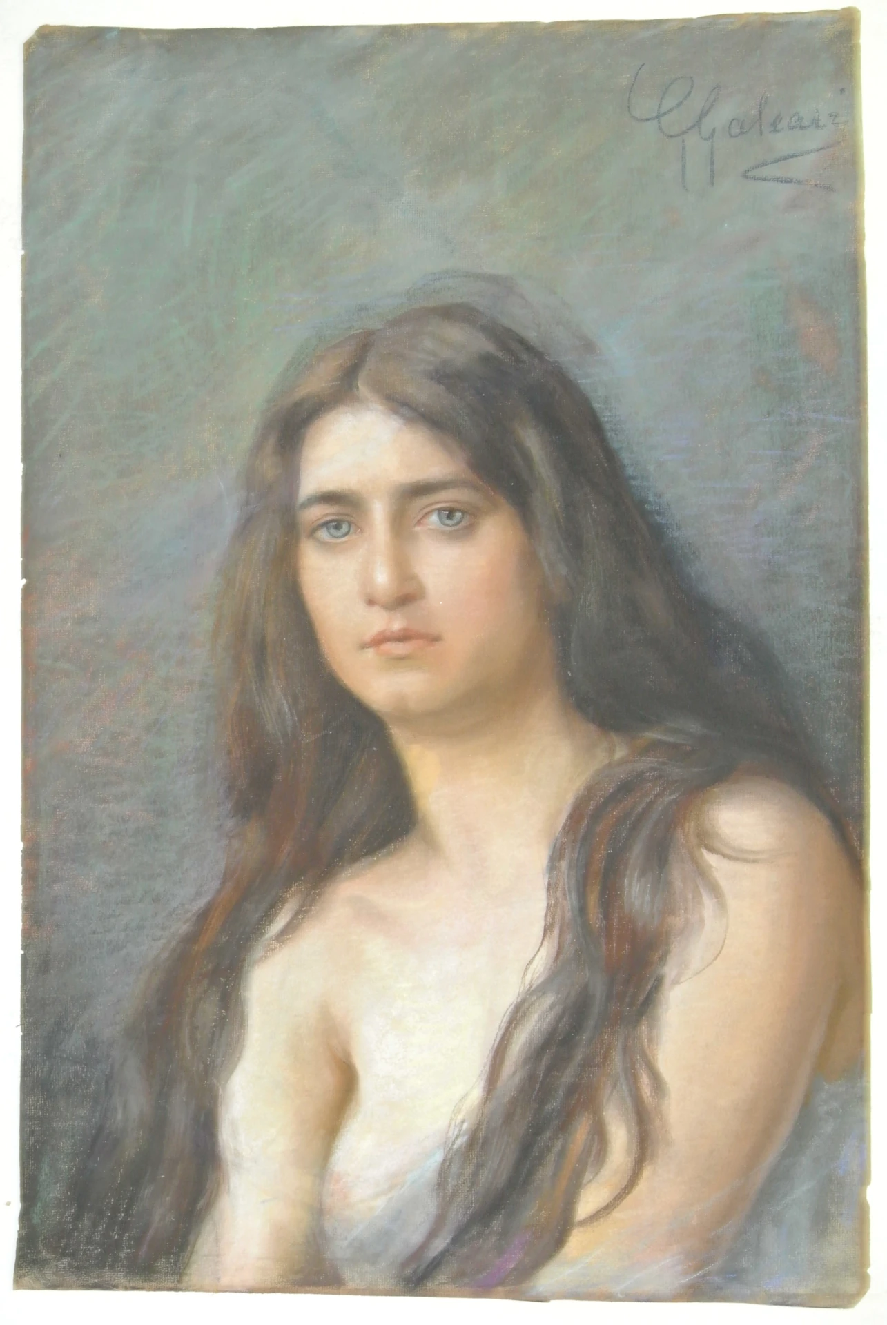 Ritratto a gessetto strappato dopo il restauro